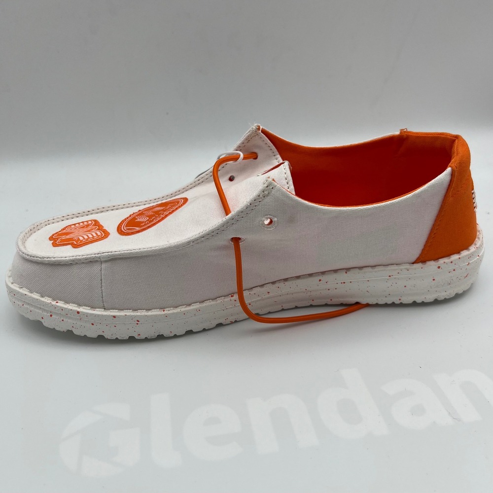 Hey Dude Wendy Whataburger Shoes Womens 9 White Orange Canvas‎ Slip On Loafers - Picture 7 of 11